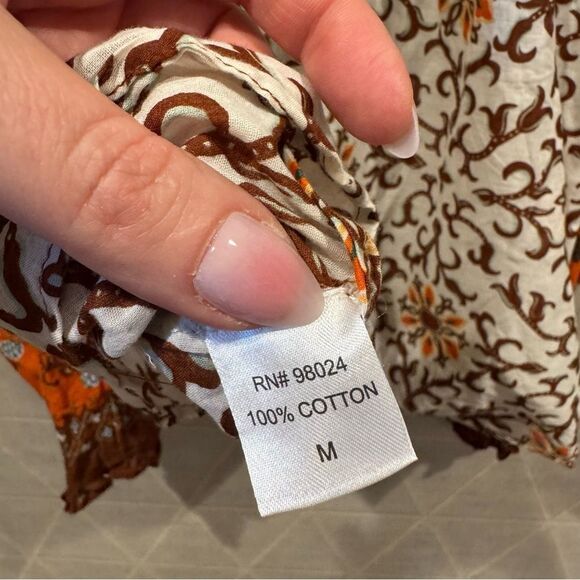 House of Harlow 1960 Long Sleeve Puff Sleeve Cotton Blouse Top - Picture 4 of 7